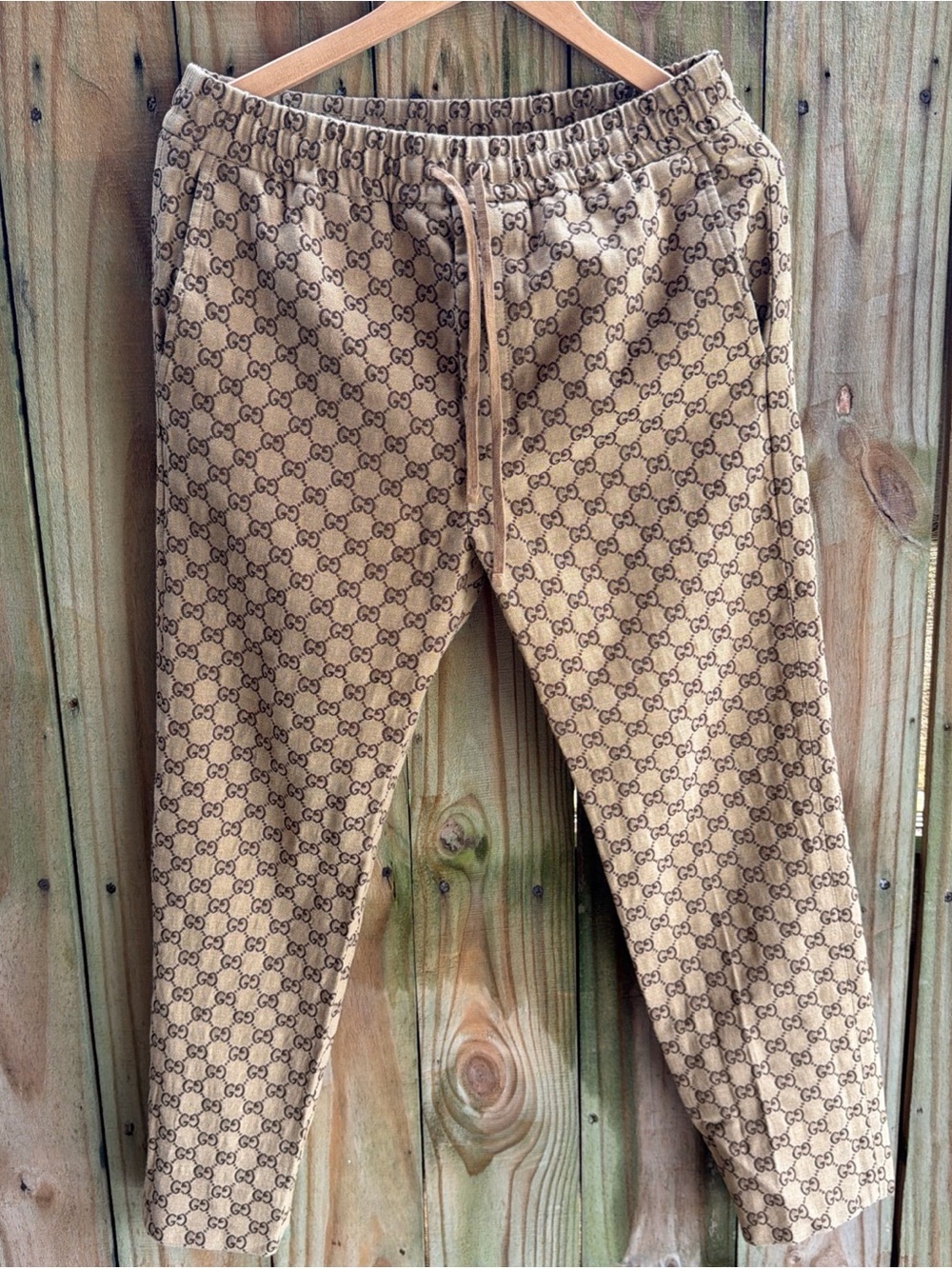 Gucci Tan Monogram Jogger Pants